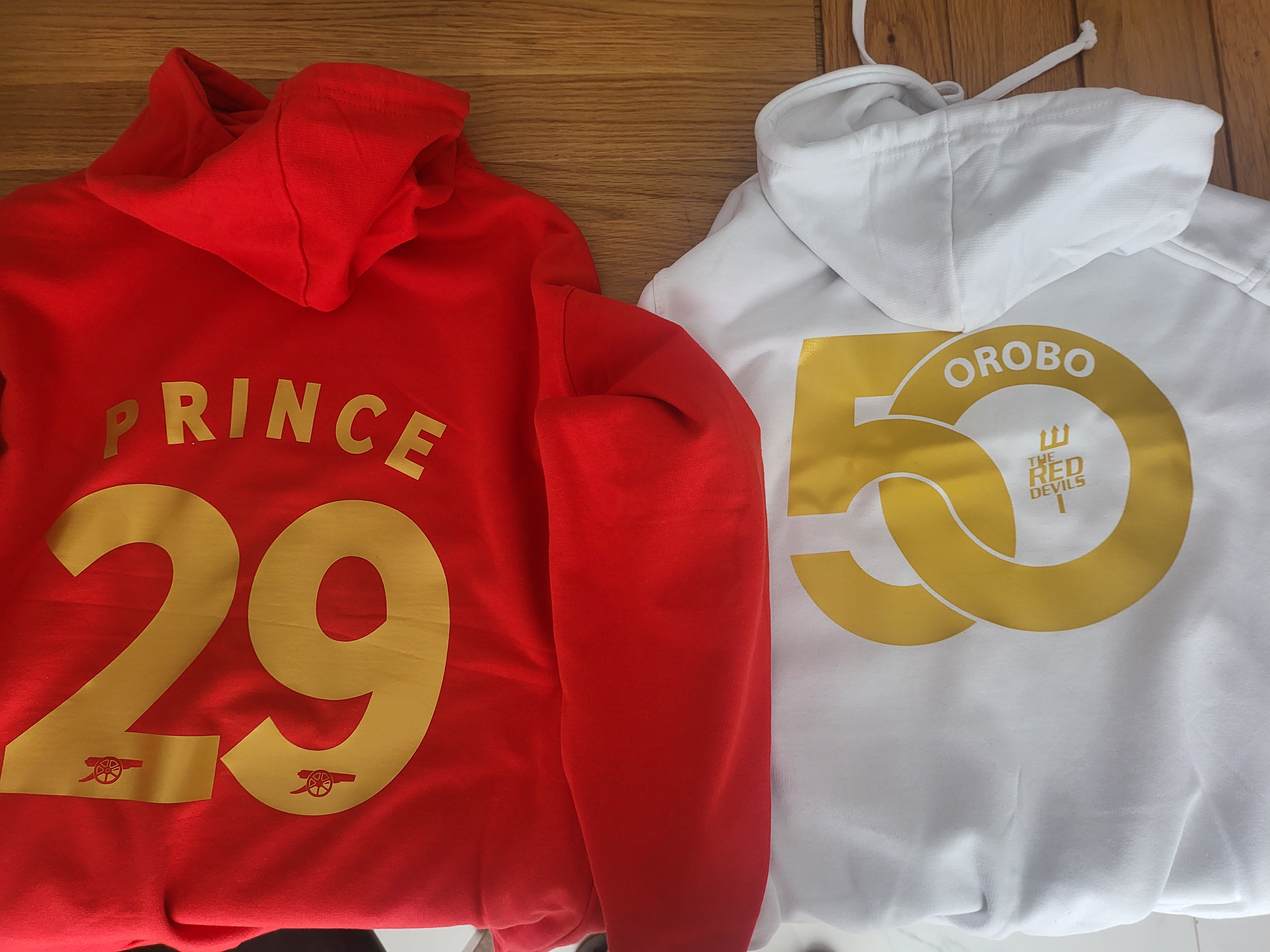 Arsenal & Man United FA cups - hoodies - customised